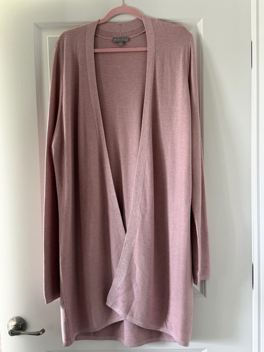 Open-Front Dusty Pink Women's Cardigan Sweater